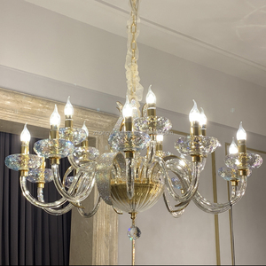 Lustre élégant en cristal de style français Lampes suspendues en <span class=keywords><strong>tube</strong></span> de verre populaires Éclairage à ampoule LED inclus-Installation de projet - Product Image 6