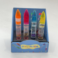 Stylo bille en gros en forme de balle avec minuterie liquide, points colorés à effet de goutte d'huile, jouet anti-stress relaxant, décoration de bureau, boîte PDQ personnalisée