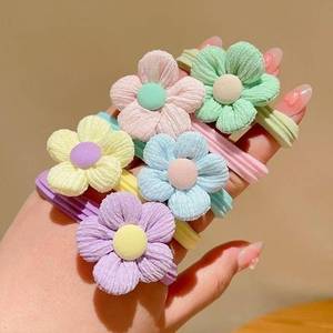 Adorables élastiques à cheveux à fleurs pastel pour enfants Accessoires pour cheveux doux pour anniversaire et fête - Product Image 1