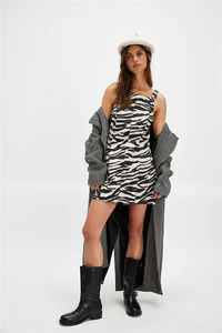 Personalizzazioni montate Boutique nuova moda Casual con stampa a righe zebrate senza maniche Mini abito corto da donna - Product Image 3