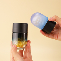Bouteille en verre vide à large ouverture en forme de capsule, hermétique, pour 60 comprimés, conteneur de stockage, pot dôme 120 ml