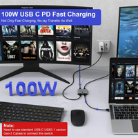 Commutateur USB-C bidirectionnel 8K60Hz 2 entrées 1 sortie 10 Gbps Type C, Hub sélecteur compatible avec la charge PD 100W