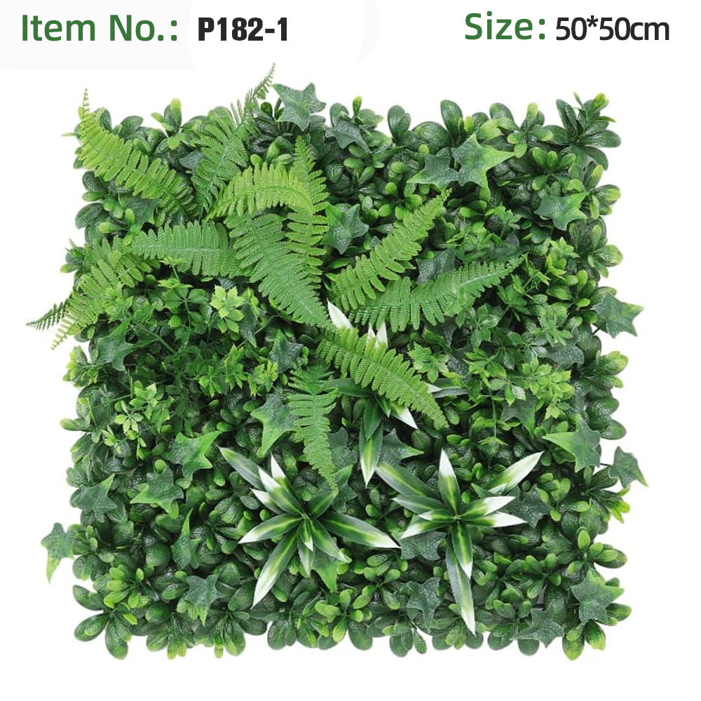 Fern White Edge Broad Leaf Boxwood Mixed Grass Wall Panel