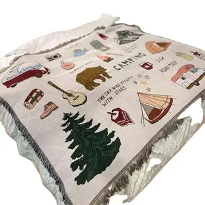 decorative blankets Beautiful and comfortable four season woven cheap wholesale picnic blankets