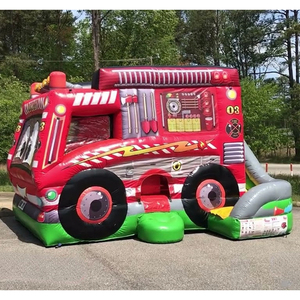 Château gonflable commercial en forme de camion de pompiers ou de <span class=keywords><strong>voiture</strong></span> de course, avec toboggan, pour <span class=keywords><strong>location</strong></span> événementielle - Product Image 4