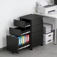 Meuble de rangement mobile en acier verrouillable à trois tiroirs, sous-piedestal avec roulettes, grande capacité pour bureau et chambre