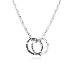 새로운 스타일 더블 링 펜던트 트렌디 한 목걸이 남성용 고급 스웨터 체인 쇄골 목걸이 - Product Image 1
