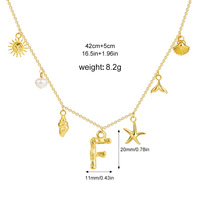 Collier à breloques initiales, style bohème estival, plage, surf, coquillages, étoiles de mer, lettres bulles, pendentifs, bijoux, cadeaux pour femmes