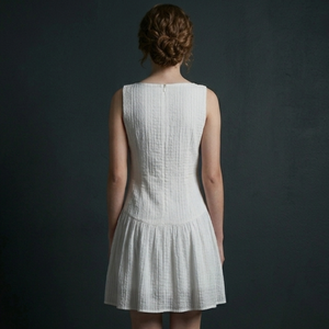 <b>White</b> Sleeveless A-Line Mini Dress O-Neck Button Front 100% Cotton Breathable Casual Summer Wear - Product Image 2