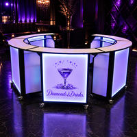 Bar pliant incurvé avec éclairage LED blanc, table de bar portable, mobilier de boîte de nuit, vente chaude