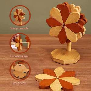 Lot <span class=keywords><strong>de</strong></span> 4 <span class=keywords><strong>dessous</strong></span>-<span class=keywords><strong>de</strong></span>-<span class=keywords><strong>plat</strong></span> en <span class=keywords><strong>bois</strong></span> pour casseroles et poêles à fond <span class=keywords><strong>plat</strong></span>, sous-verres et tapis <span class=keywords><strong>de</strong></span> table pour la cuisine - Product Image 4