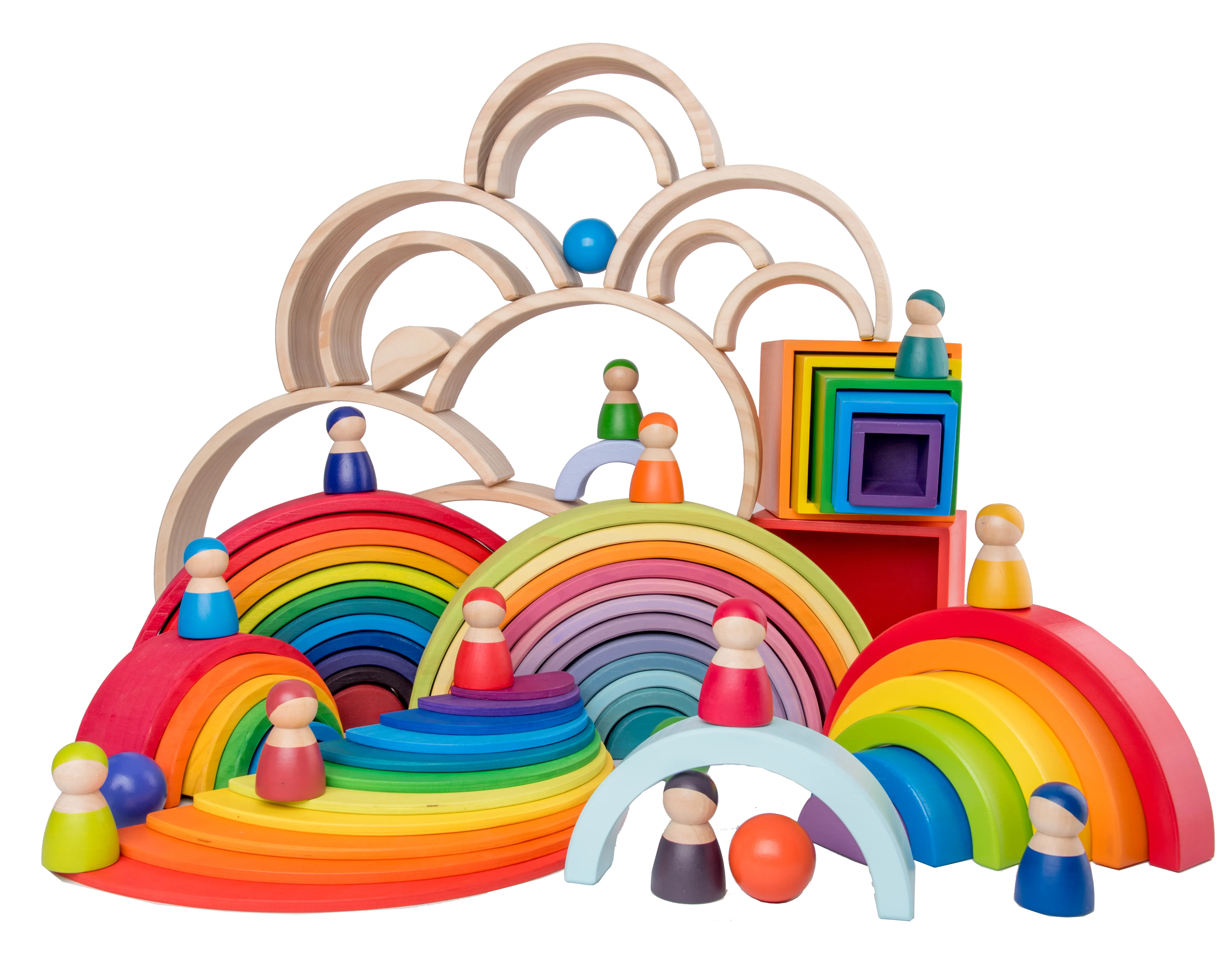 Bé Lớn Cầu Vồng Stacker Đồ Chơi Bằng Gỗ Cho Trẻ Em Sáng Tạo Cầu Vồng Khối Xây Dựng Montessori Giáo Dục Đồ Chơi Trẻ Em