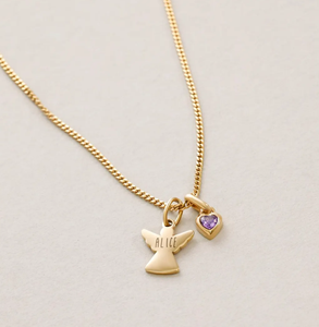 Collana Angelo Custode con Cuore e Pietra Portafortuna, Collane Personalizzate con Nome, Regalo per Bambini - Product Image 2