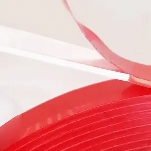 Su geçirmez 1mmT kırmızı serbest bırakma filmi şeffaf akrilik yapışkan olmayan yüzeyler için güçlü ısı direnci köpük çift taraflı bant