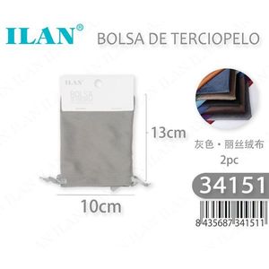 Bolsa de Almacenamiento de Terciopelo ILAN, 10x13 cm, Gris, Reutilizable, Estilo Simple - Product Image 4