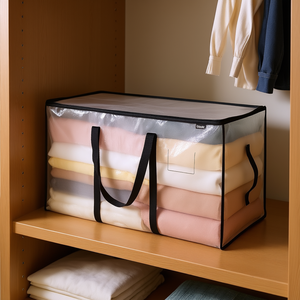 Vevor Clear Vinyl <b>Storage</b> <b>Bag</b> 90L Rectangular Foldable Closet Organizer for Bedding Duvet Clothes - Product Image 2