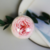 Porte-clés Rose Éternelle Préservée, Fleur Longue Durée dans Boîte en Acrylique Naturel, Petit Cadeau Fête des Mères Saint-Valentin