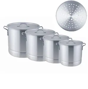 Aluminum Steamer with Glass Lid 8-Quart, 12-Quart, 16-Quart, 20-Quart Silver Color