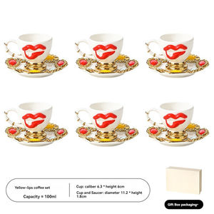 Tazas y Platillos de Cerámica Creativos para Café, Tazas para Café Concentrado y Té de la Tarde, Juegos de Tazas y Platillos de Café para Exportación - Product Image 6