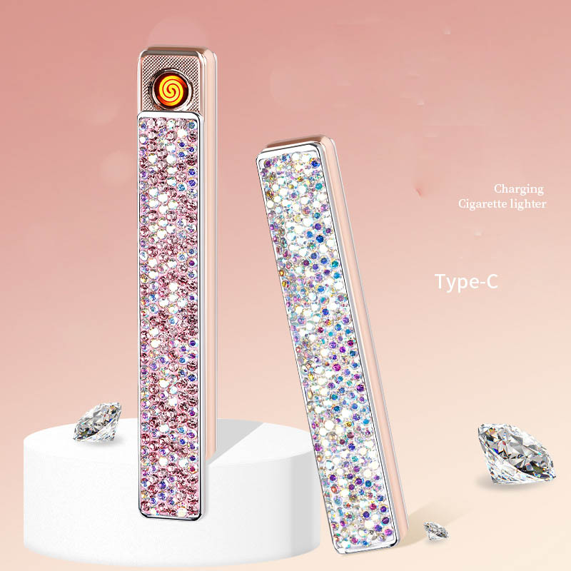 crystal cigarette lighter Luxury Crystal Rhinestone USB Lighter for Women