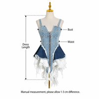 Robe slim sans manches pour femme, en jean, motif uni, avec franges, taille naturelle, imprimé numérique, pour le printemps et l'été