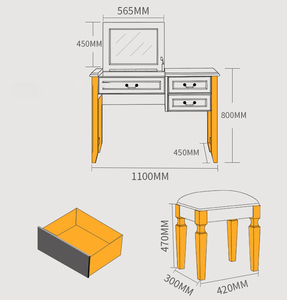 <span class=keywords><strong>Commode</strong></span> de couleur <span class=keywords><strong>bleu</strong></span> marine avec miroir de maquillage, nouvelle collection 2021 - Product Image 6