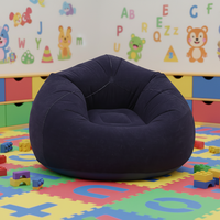 Fauteuil pouf gonflable moderne bleu foncé avec revêtement floqué, siège lounge gonflable portable pour salon, chambre à coucher, intérieur