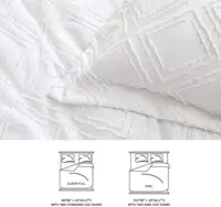 オールシーズンの刺Embroidery幾何学ジャカードホワイトふわふわ3ピースタフテッド寝具掛け布団セット
