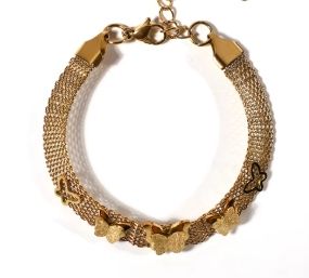 Nueva moda Wantch Band mariposa Torre Eiffel perla pequeño espejo accesorios chapado en oro titanio acero cadena pulseras - Product Image 1