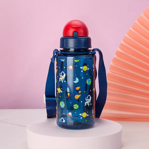 ขวดน้ำพลาสติกพร้อมสายรัดหลอดสำหรับเด็กชายและเด็กหญิงถ้วยน้ำ Tritan ขนาด400/500มล. พิมพ์ลายปราศจาก <span class=keywords><strong>BPA</strong></span> - Product Image 6