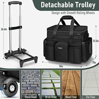 Chariot de nettoyage roulant avec fermeture éclair, portable, durable, en tissu Oxford, 12+ compartiments, avec sangle d'épaule