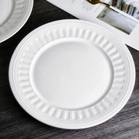 Assiette plate de 8 pouces très vendue, en porcelaine émaillée blanc pur, jetable, écologique, style européen