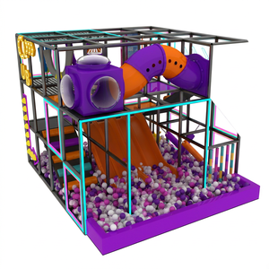 Indoor Soft Play Structure with <b>Slide</b> and Ball Pool for Commercial Use Purple <b>Orange</b> Design - Product Image 1
