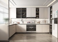 Armoire moderne à 3 zones Portes sans poignée Panneau de verre Éclairage intelligent Rangement multifonction Suspendu/Pliable/Présentoir