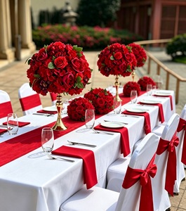 Centrotavola Nuziale Classico a Forma di Rosa Ricamata Blu e Bianca, Decorazione per Palco Matrimoniale per Uso Alberghiero - Product Image 3