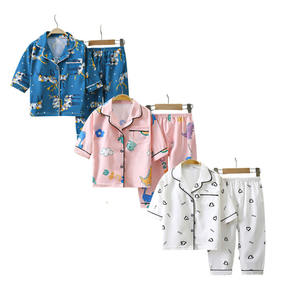 Pyjama Personnalisé pour Enfants, Léger d'Été à Motifs de Dessins Animés, Boutonné, Manches Courtes, Tissu Fantaisie, Grandes Tailles Disponibles - Product Image 1