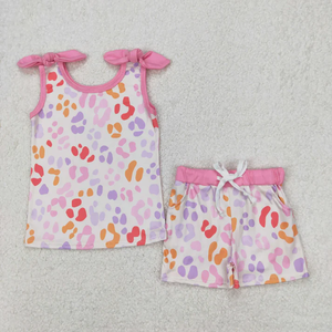 Tenues d'été pour filles, ensembles de vêtements pour fillettes, imprimés mignons, débardeurs sans manches + shorts, vêtements décontractés pour enfants, tenue quotidienne - Product Image 3