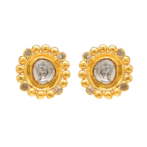 ต่างหูเงินแท้ 925 ชุบทอง ดีไซน์โบฮีเมียนประดับเพชรโพลกี้ รุ่นใหม่ปี 2026 ขายดีจาก Silver Export House - Product Image 1