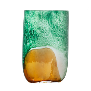 Forma ovalada, tres colores, esmaltes mixtos, Cachimba de Cristal grande, jarrón tallado, decoración Maison - Product Image 4