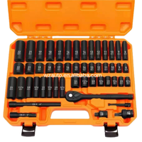 WUZHAO Jeu de douilles SAE et impériales de 3/8 pouces, 50 pièces, kit d'outils de réparation automobile professionnel