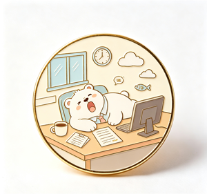 Pin Redondo de Metal Esmaltado con Diseño de Oso de Dibujos Animados, Decoración para Escritorio de Oficina, Regalo - Product Image 2