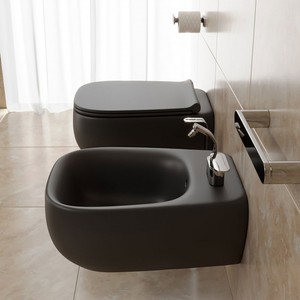 Flaminia Flou moderna WC da parete WC allungata in ceramica a doppio filo con serbatoio nascosto per la struttura in un unico pezzo del bagno dell'hotel - Product Image 4