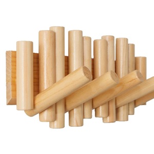 Perchero de pared de madera de color natural, organizador multifuncional para entrada con ganchos - Product Image 5