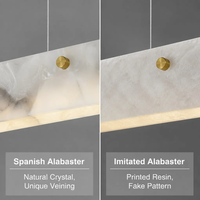 Suspension linéaire en marbre espagnol, acier inoxydable, doré brossé, avec abat-jour en pierre LED chaud, pour îlot de cuisine