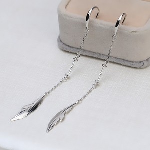 Boucles d'oreilles en argent Wenchi S925 avec plume et support vide pour perle de 8-13 mm, style baroque, taille 3 mm, accessoires de Chine 16232 pour femmes - Product Image 3