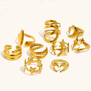 Dingran Plaqué Or Conception Ouverte Sans Ternir Mode En Acier Inoxydable Étoile Série Multi Couches Série Anneaux Doux Style Bijoux - Product Image 2