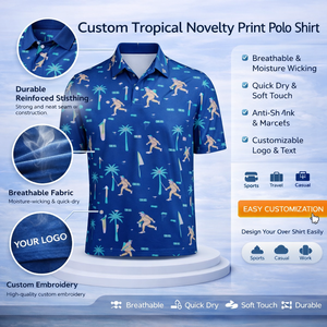Polo de Golf Ligero para Hombre con Estampado Tropical Completo, Personalizado con Logotipo - Product Image 3