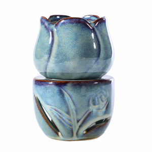 Assemble Flower Design <strong>Tealight</strong> Candle <strong>Holder</strong> and Wax Melter Ceramic Essentian Oil Burner - Product Image 2