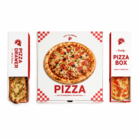 Boîte à pizza rouge personnalisée avec trous de ventilation et couvercle et plateau en deux parties pour la livraison à emporter