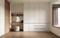 Ensemble de placards de chambre à coucher pour filles avec porte miroir, design classique, chambre à coucher moderne, armoire en bois blanc avec miroir de toilette